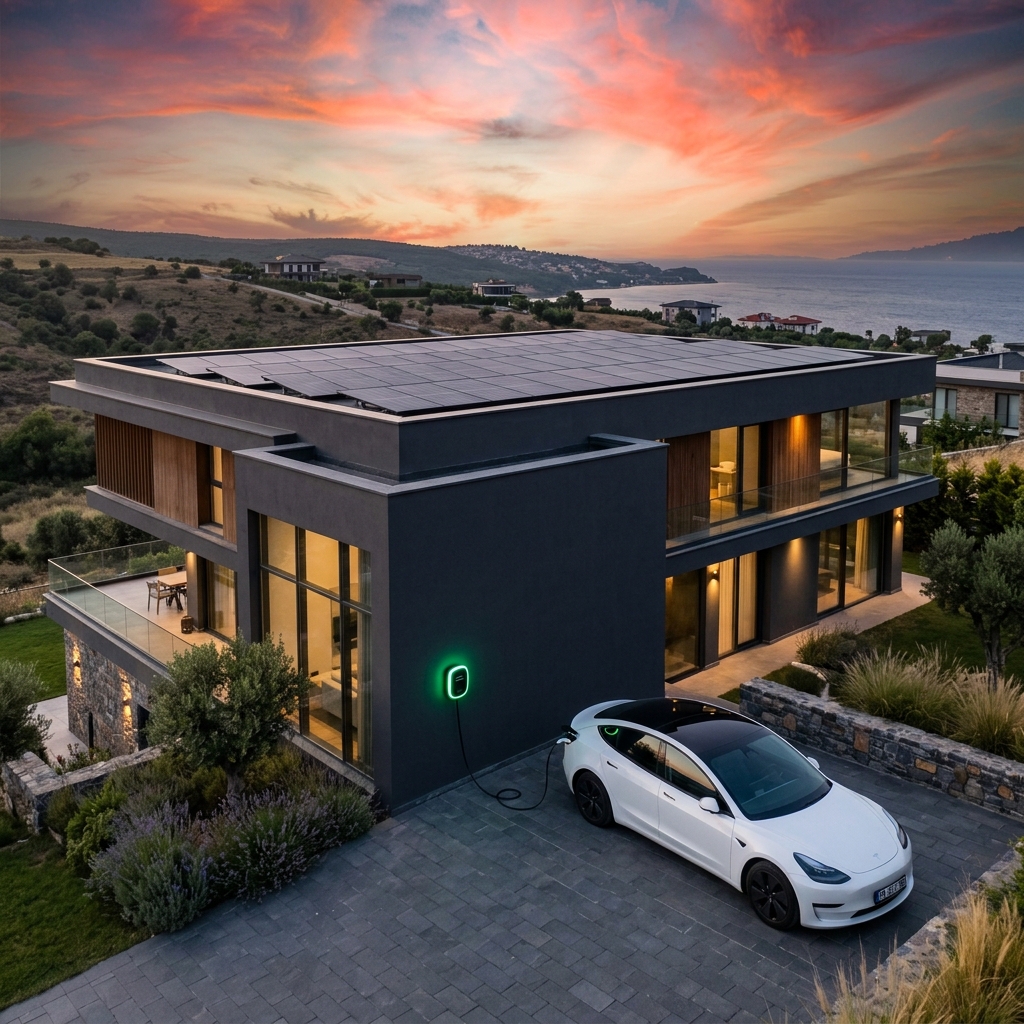 Villa ve EV şarj için entegre güneş enerjisi çözümü